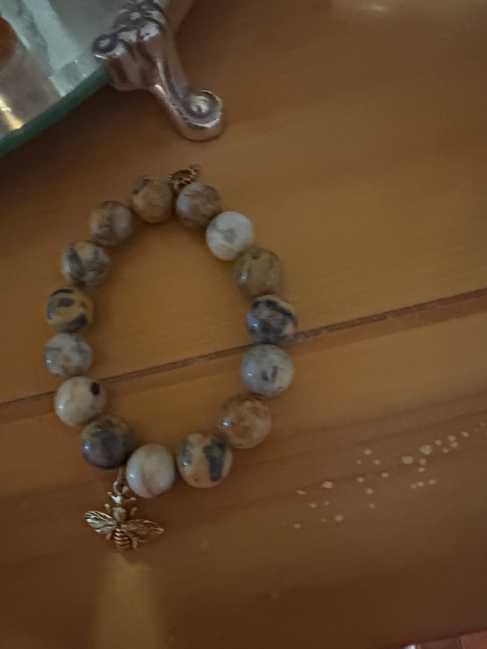 Power beads by Jen Brown and Cream Beaded Bracelet with Bee Charm